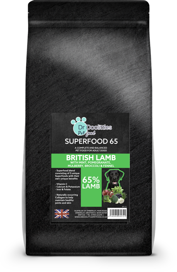 Superfood65 British Grass Fed Lamb with Mint, Pomegrante, Mulberry, Broccoli & Fennel
