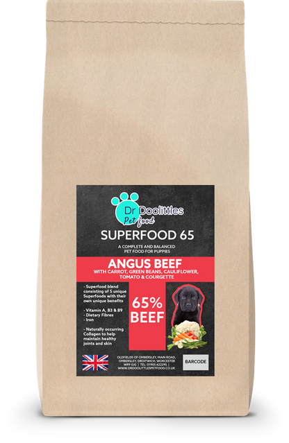Superfood 65 Puppy Angus Beef with Carrot, Green Beans, Cauliflower, Tomato & Courgette