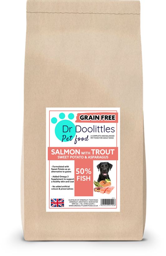 Grain Free Salmon, Trout, Sweet Potato & Asparagus