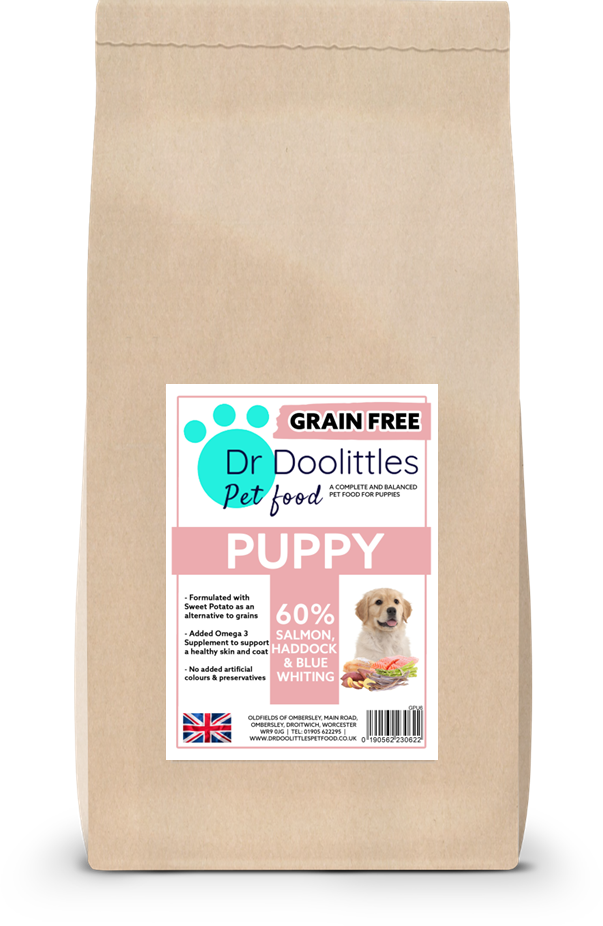 Grain Free Puppy Salmon with Haddock, White Fish, Sweet Potato & Asparagus