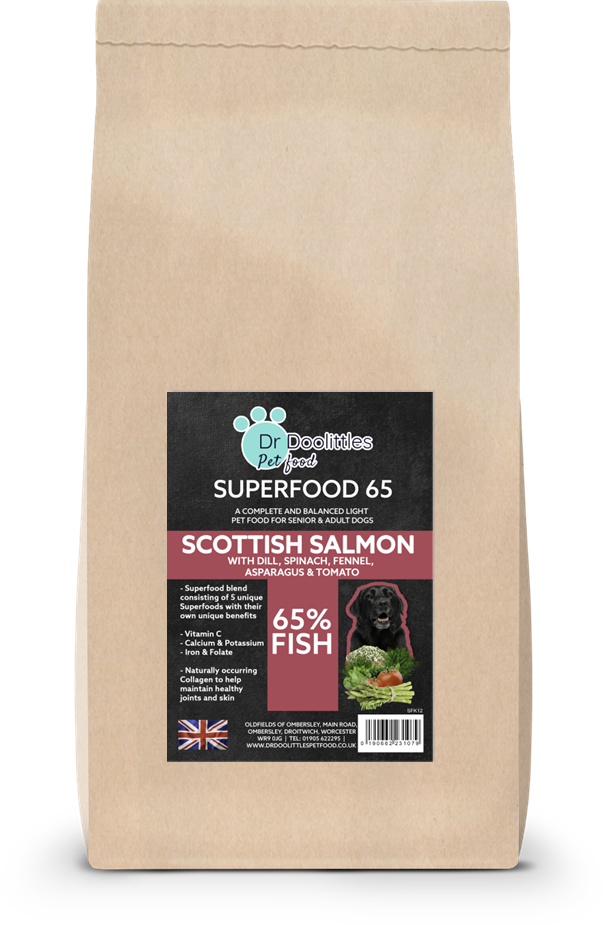 Superfood 65 SENIOR/LIGHT Scottish Salmon with Dill, Spinach, Fennel, Asparagus & Tomato