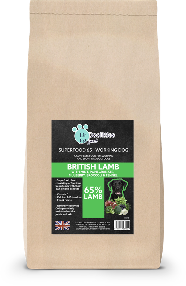 Superfood65 British Grass Fed Lamb with Mint, Pomegrante, Mulberry, Broccoli & Fennel