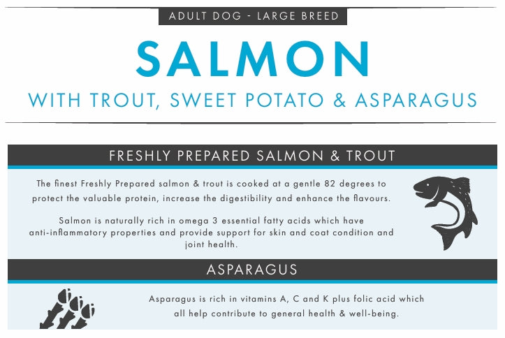 Grain Free Large-Breed Salmon, Trout, Sweet Potato & Asparagus